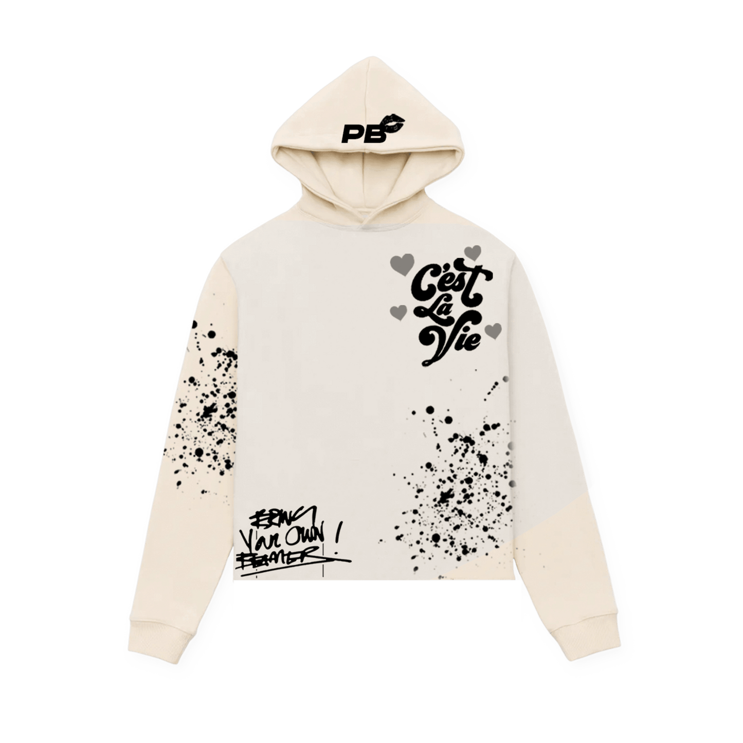 C'est La Vie Plush Hoodie Beige - Playbenchi