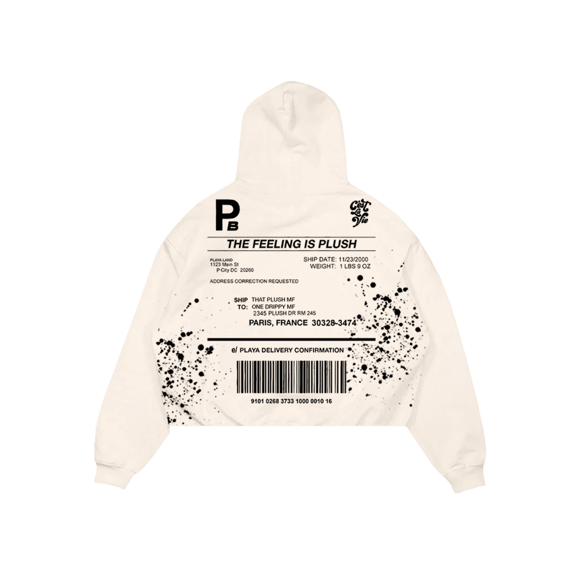 C'est La Vie Plush Hoodie Beige - Playbenchi